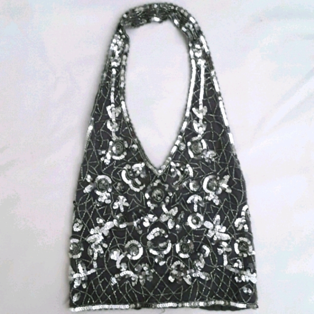 SEXY SEQUINS HALTER TOP